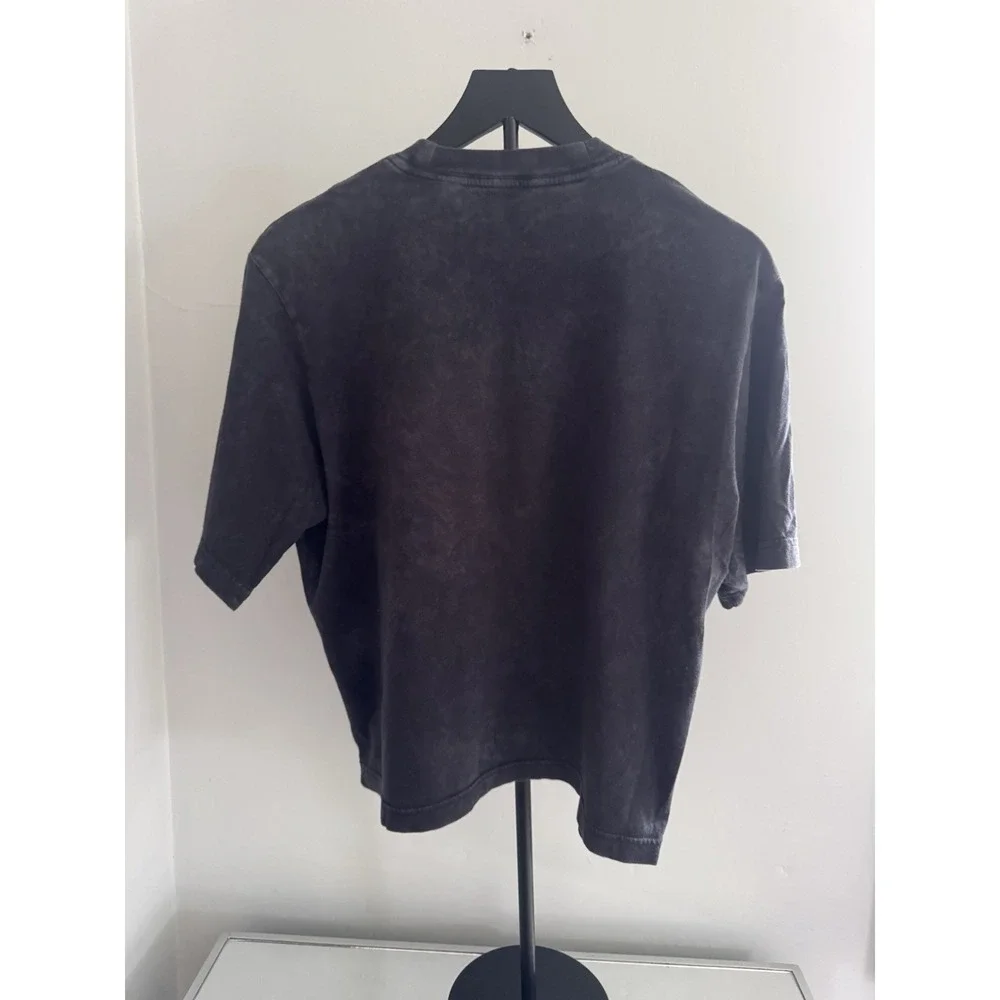 Nike Just Do It Script Tee Women's Small Black Acid Wash Loose Fit Cotton Shirt